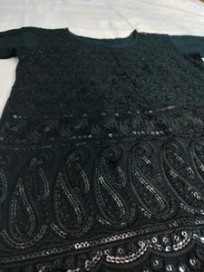 Black Embroidered Short Kurti For Women