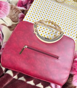 Burgundy Circle Handle Bag