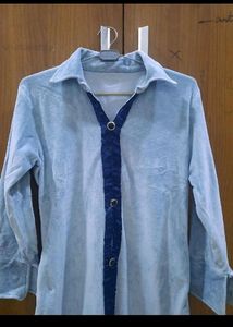 Velvet Aqua Blue Kurti