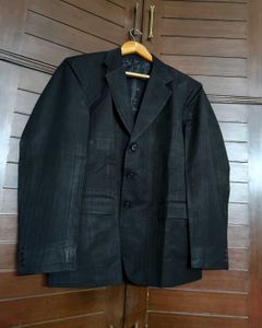 Men Striped Black Suit Blazer