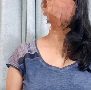 Dyed T-Shirt with Net Detail