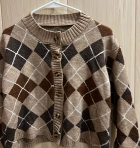 Korean Argyle Knit Cardigan