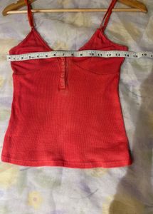 Cute Coral Ribbed Button Tank