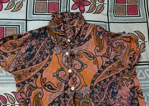 Funky Print Cropped Shirt