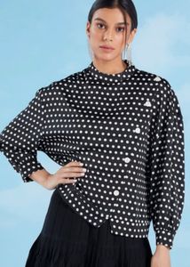 Polka Dot Button-Up Top