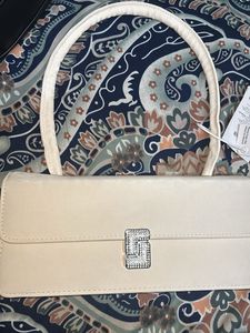 Ivory Shoulder Bag with Scarf Detail