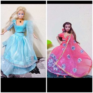 Two Barbie Dolls in Indian Dresses🩵💕