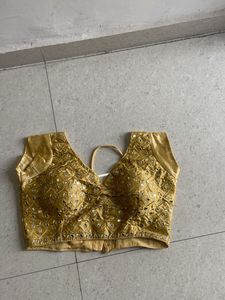 Golden Embellished Saree Blouse
