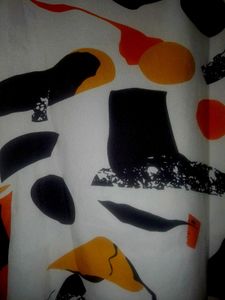 Abstract Print Ruffle Blouse