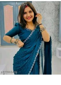 Teal Saree with Embellishments