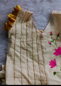Pure Kasavu Cotton Top And Skirt