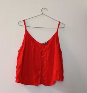 Red Button-Down Cami Top