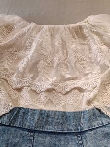 Lace net &amp; Denim frock