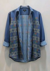 Stylish Blue Strips Jeans Shirt