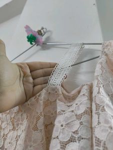 Cream Pink  Lace Cold Shoulder Top