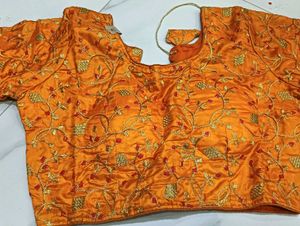 Embroidered Orange Blouse
