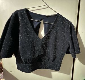 Sparkly Open-Back Crop Top