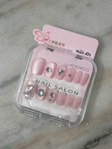 (3 Sets) Rhinestone Press-On Nails