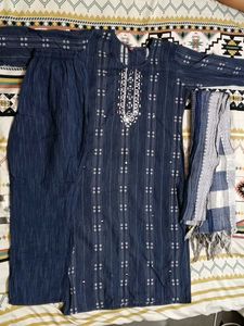 Blue Printed Kurta Set