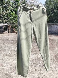 H&amp;m Sage Green Linen Blend Trouser