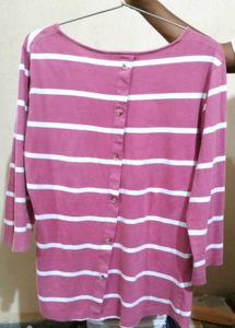Striped Button Back Top 👚