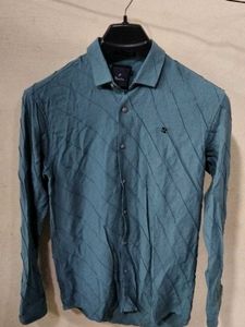 Sea Green Striped Casual Shirt