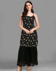 Elegant Black Kurta Palazzo Set