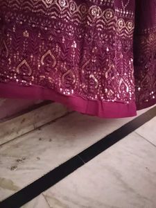 Burgundy Embellished Lehenga Skirt