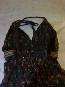 Y2K Black Halter Backless Dress