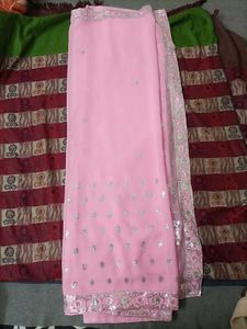 Pink Sequin Detail Saree