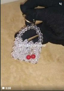 Beaded Cherry Keychain