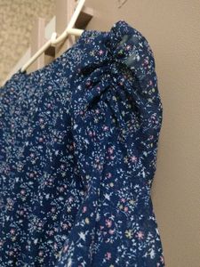 Blue Coloued V Neck Middi