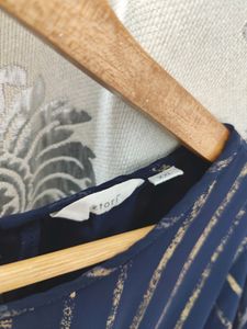 Sztori Blue &amp; Gold Striped Formal Dress