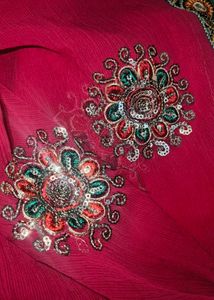 Rani Pink Chamki Work Saree