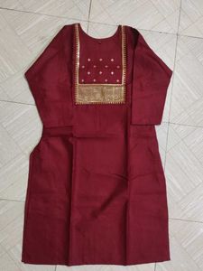 Maroon Embroidered Kurti