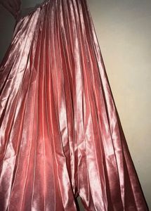 Pleated Pink Satin Skirt