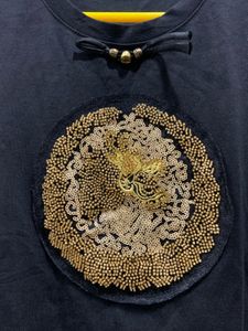 Designer Embroidered Black Pure Cotton Tee