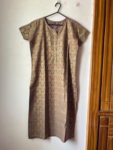 Grey With Golden Cotton Kurta