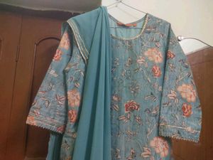 Rangriti Floral Print Teal Palazzo Suit