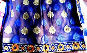 Blue & Gold Paisley Patterned Fabric
