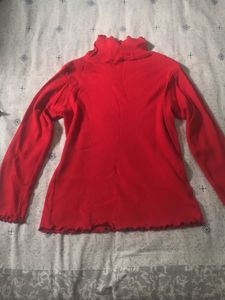Red Turtleneck Top