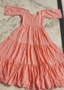 Full Flare Peach Gown Frock