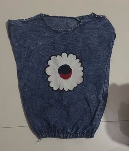 Blue Denim Flower Top