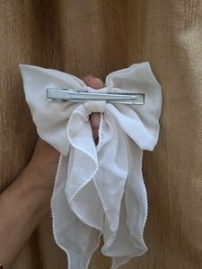 White Bow Hair Clip