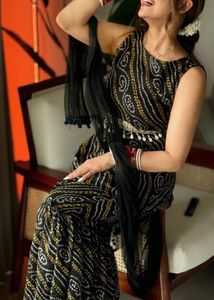 Midnight Chiffon Bandhani Set Of 2