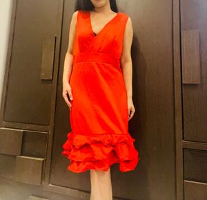 Red Beautiful Designer Frill Dress