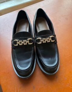 Black Chain Detail Loafers