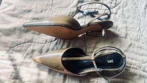 Zara  Strappy sling back kitten heels