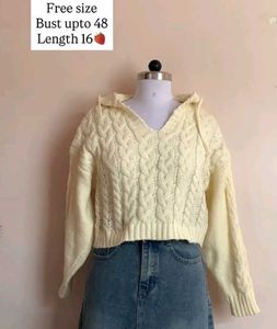 Cream Knit Hoodie
