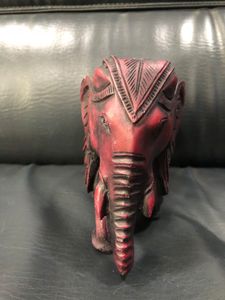 Hand Carved Maroon Resin Elephant Showpiece